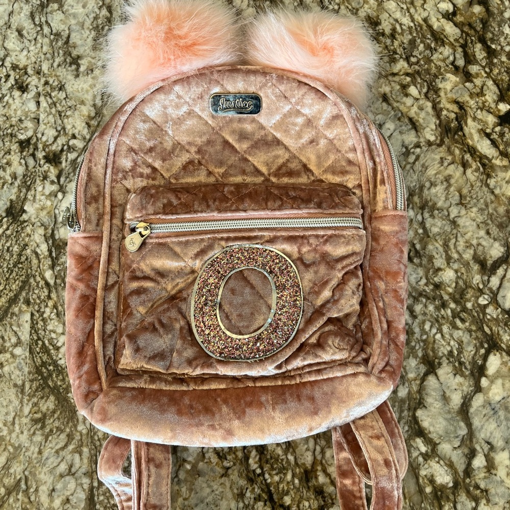 Justice girls “O” Initial mini backpack